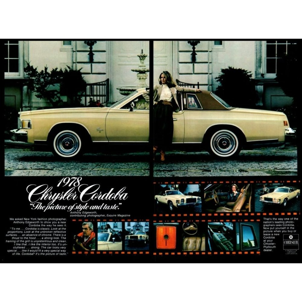 1978 Chrysler The Picture Of Style And Taste Vintage Print Ad Yellow Car Parts